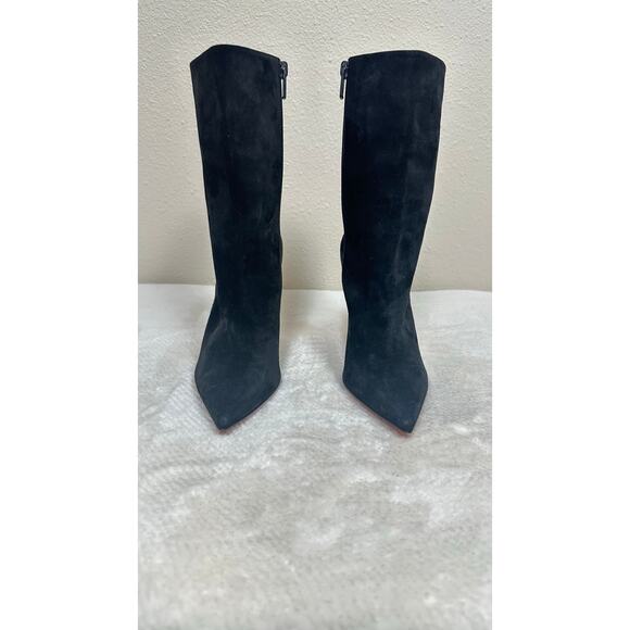 Christian Louboutin Boots Black with Red Sole & Gold Lipstick Heels. - Picture 6 of 8